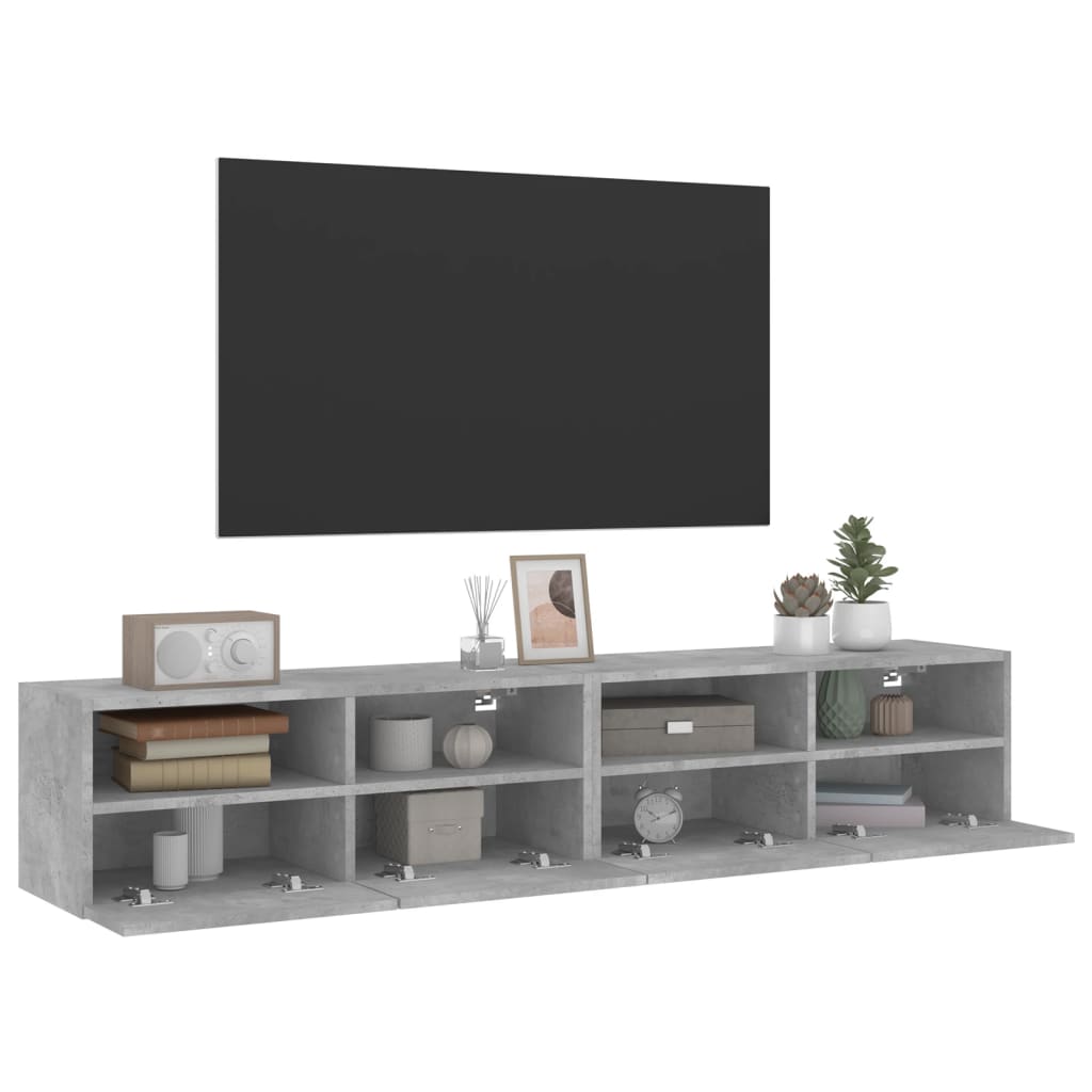 Zidni TV ormarići 2 kom siva boja betona 80 x 30 x 30 cm drveni