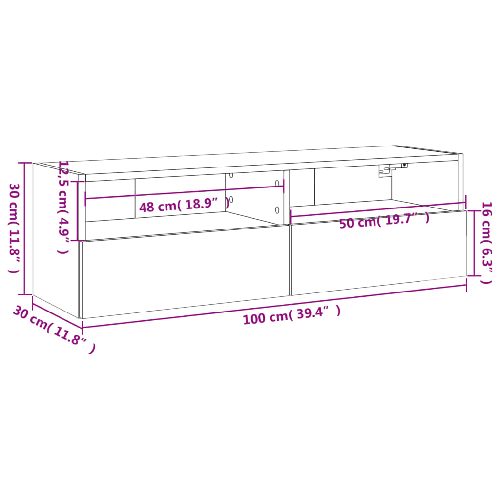 Zidni TV ormarić bijeli 100 x 30 x 30 cm od konstruiranog drva