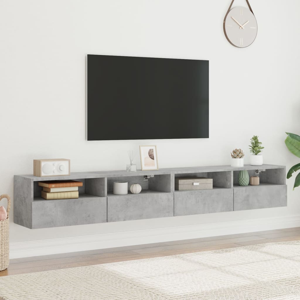 Zidni TV ormarići 2 kom siva boja betona 100x30x30 cm drveni