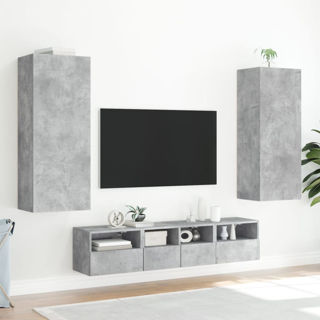 Zidni TV ormarić siva boja betona 40,5 x 30 x 102 cm drveni