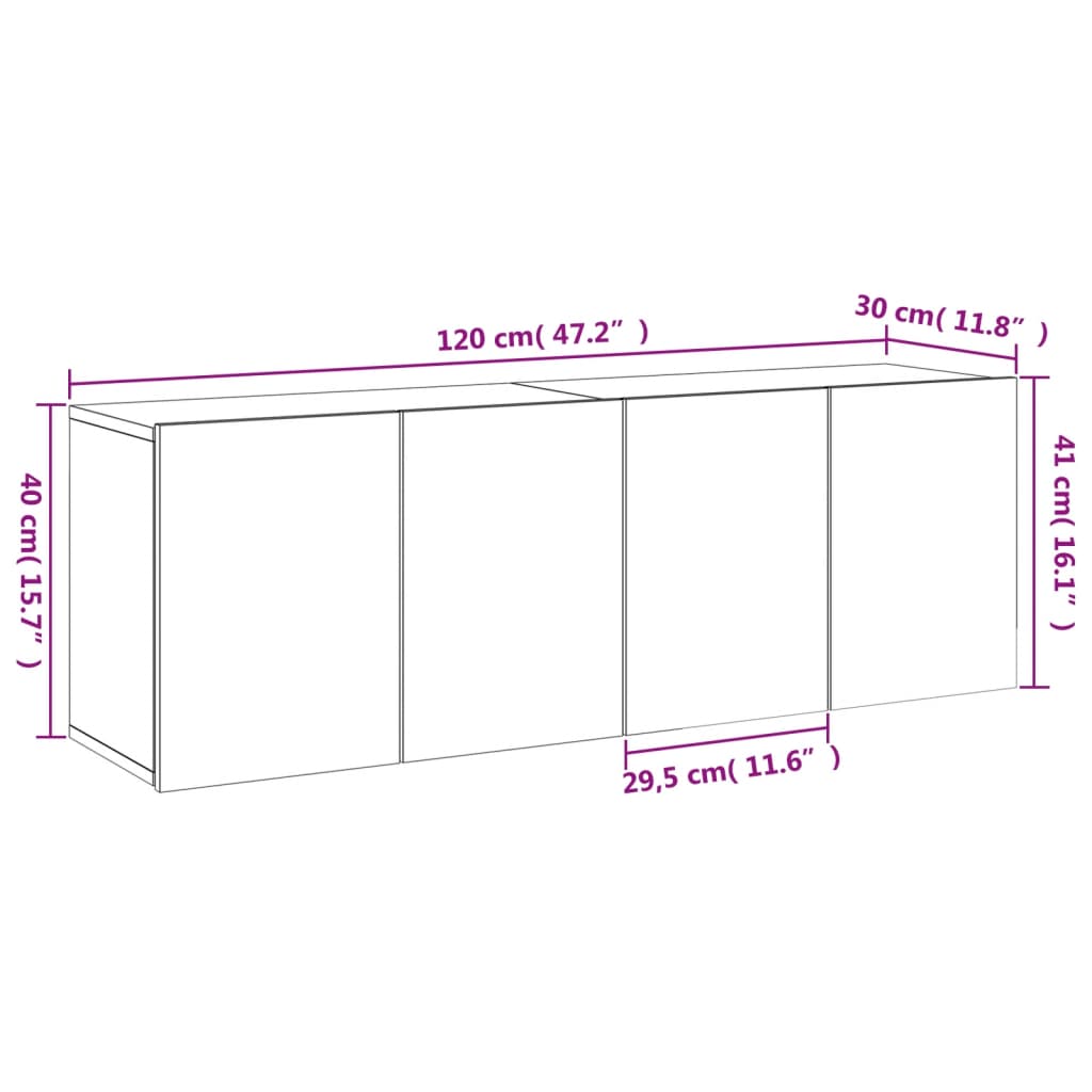 Zidni TV ormarići 2 kom bijeli 60 x30 x 41 cm