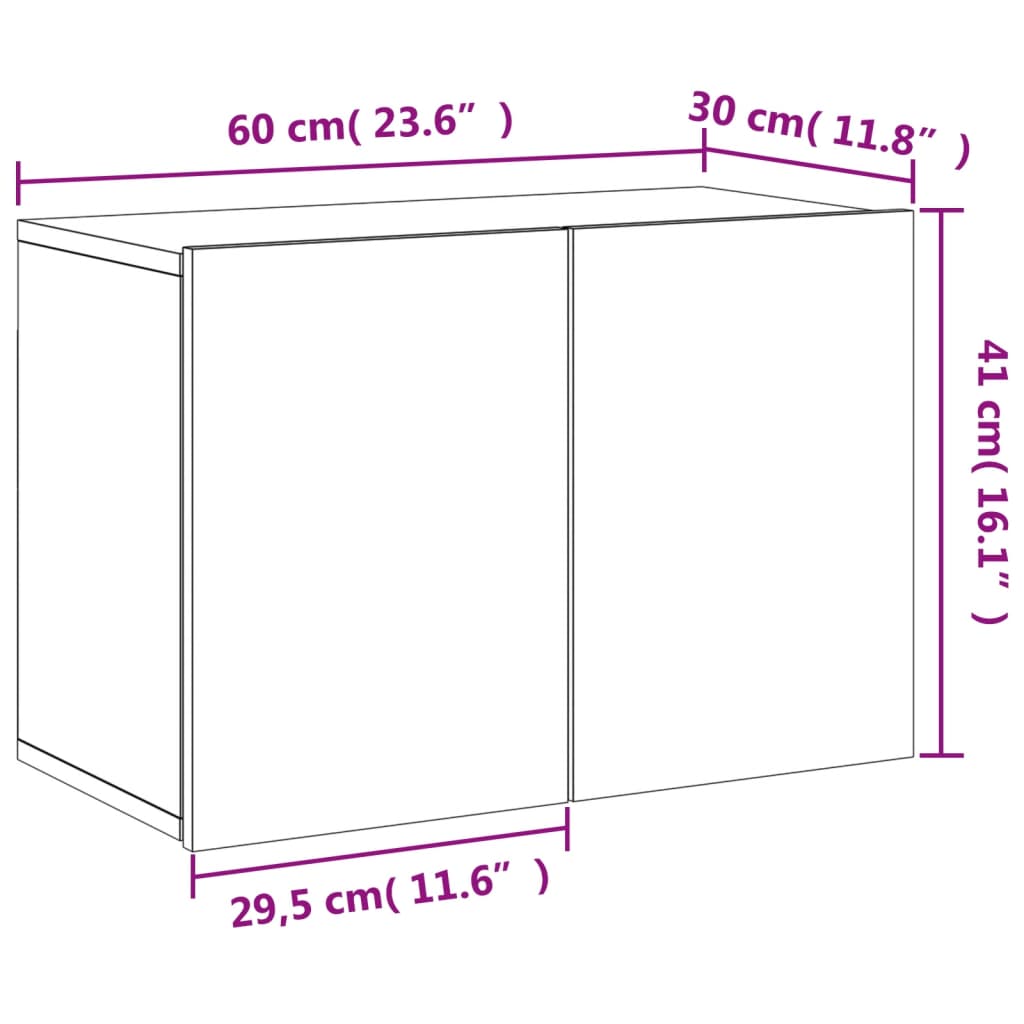 Zidni TV ormarić boja dimljenog hrasta 60x30x41 cm