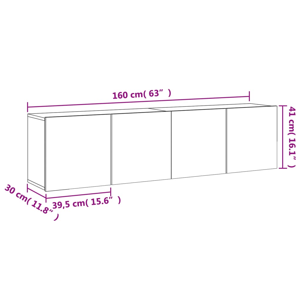 Zidni TV ormarići 2 kom boja sivog hrasta sonome 80x30x41 cm