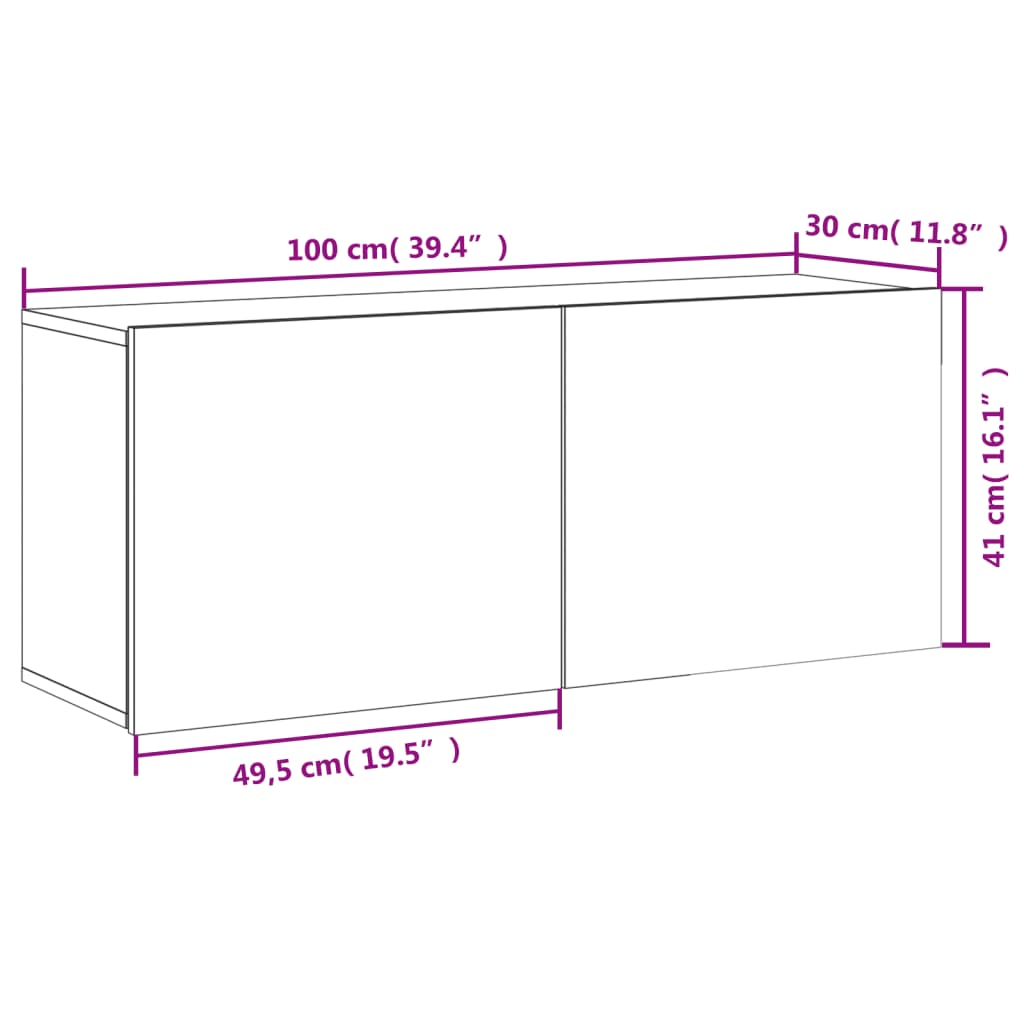 Zidni TV ormarić bijeli 100x30x41 cm