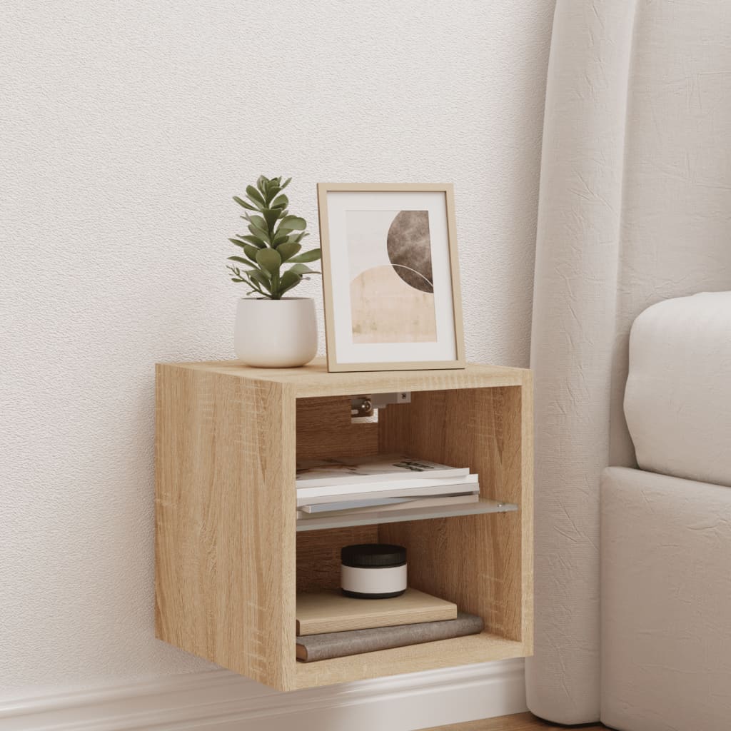 Zidni TV ormarić s LED svjetlima boja hrasta 30 x 28,5 x 30 cm