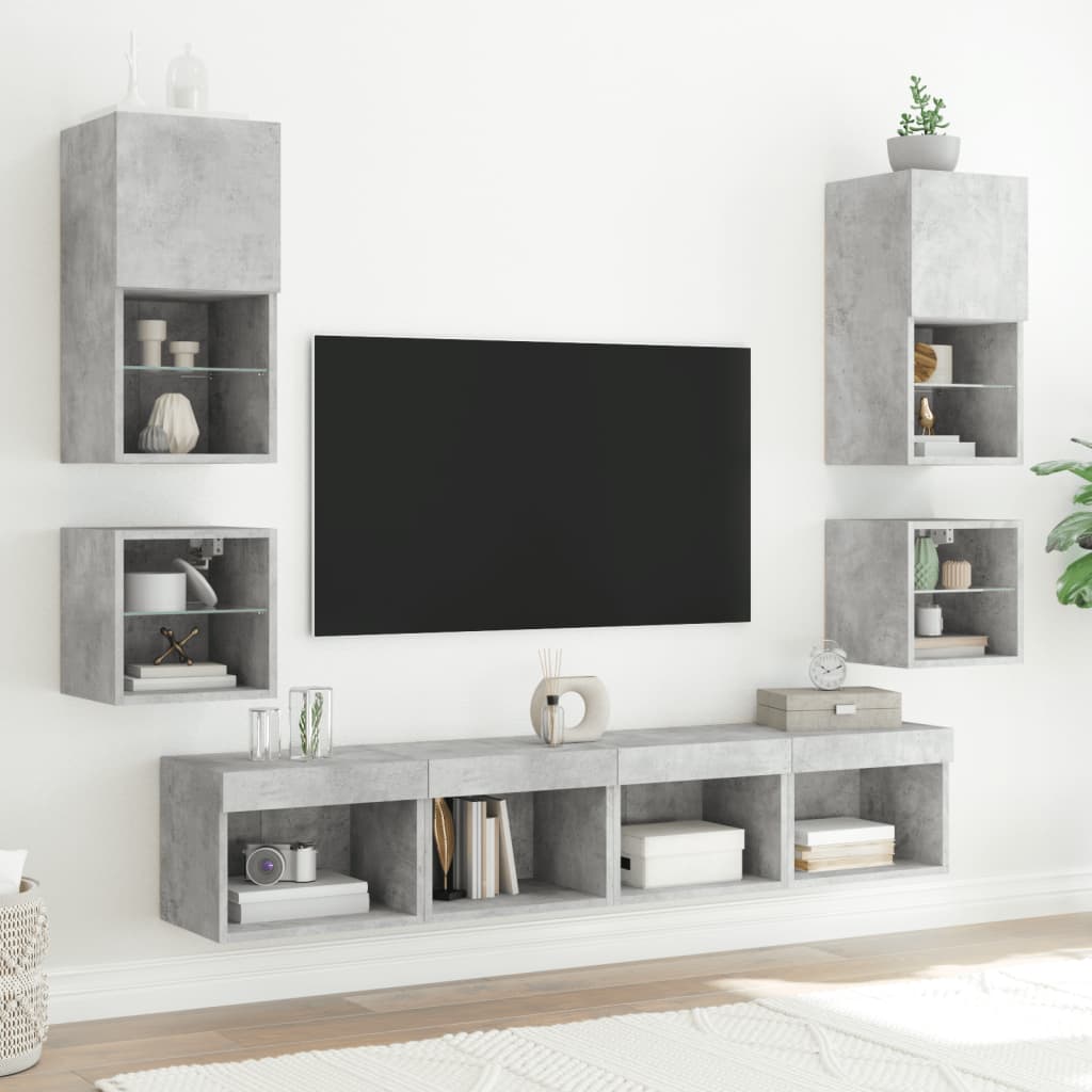 TV ormarić s LED svjetlima siva boja betona 30 x 28,5 x 30 cm