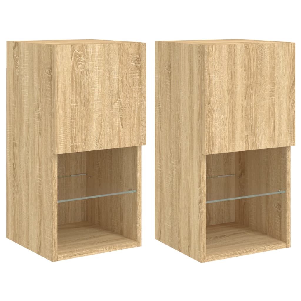 TV ormarići s LED svjetlima 2 kom boja hrasta 30,5x30x60 cm