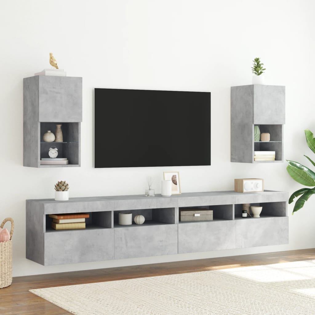 TV ormarići s LED svjetlima 2 kom siva boja betona 30,5x30x60cm