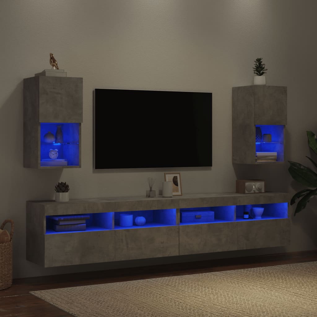 TV ormarići s LED svjetlima 2 kom siva boja betona 30,5x30x60cm