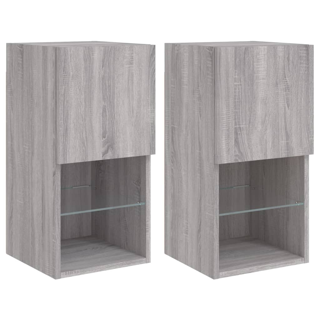 TV ormarići s LED svjetlima 2 kom boja hrasta 30,5x30x60 cm