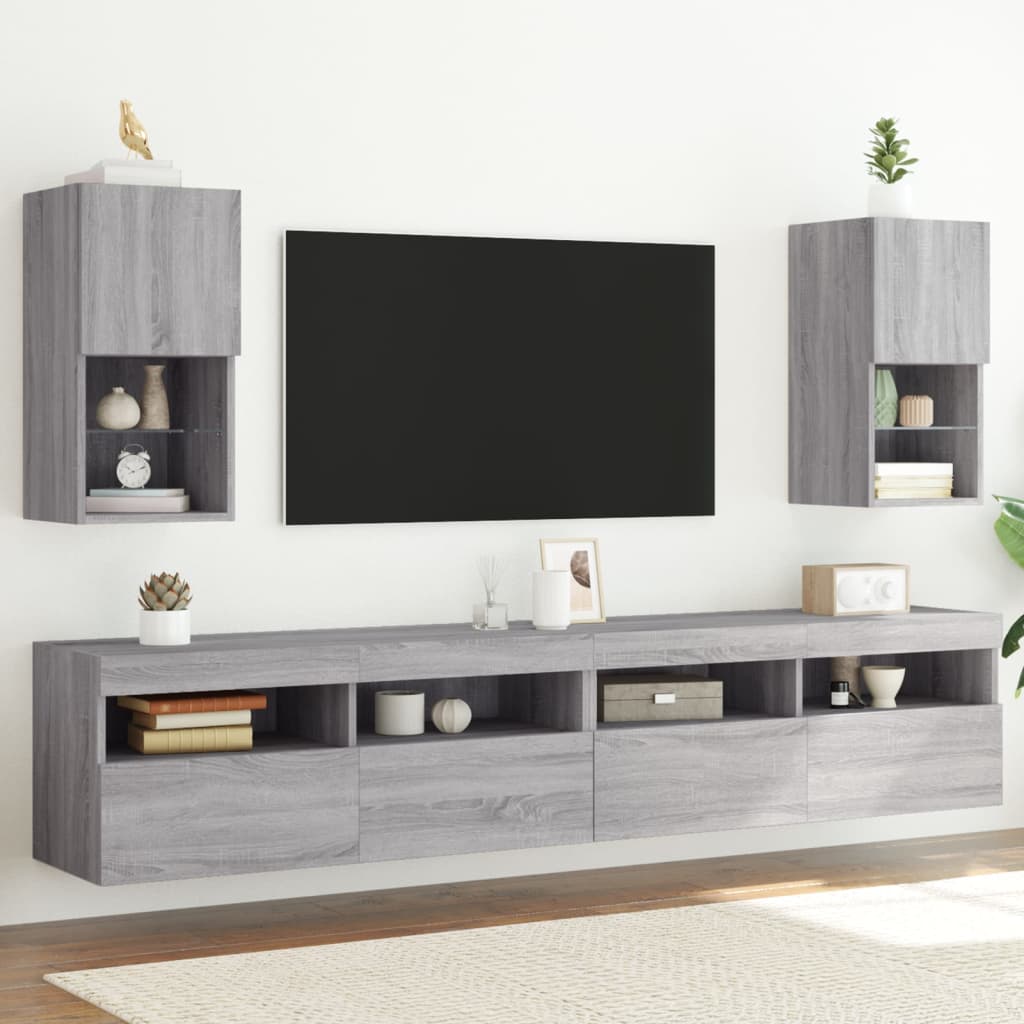 TV ormarići s LED svjetlima 2 kom boja hrasta 30,5x30x60 cm