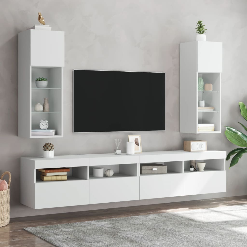 TV ormarići s LED svjetlima 2 kom bijeli 30,5x30x90 cm