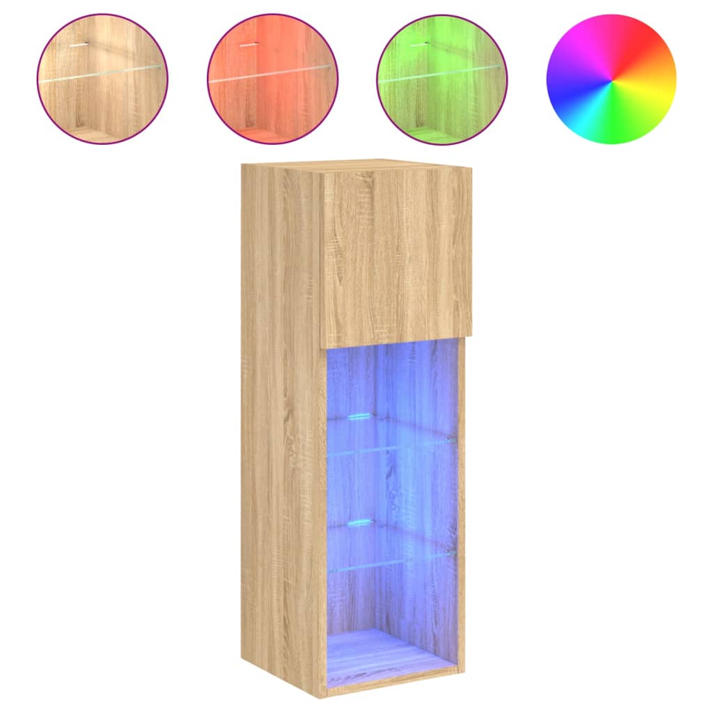 TV ormarići s LED svjetlima 2 kom boja hrasta 30,5 x 30 x 90 cm