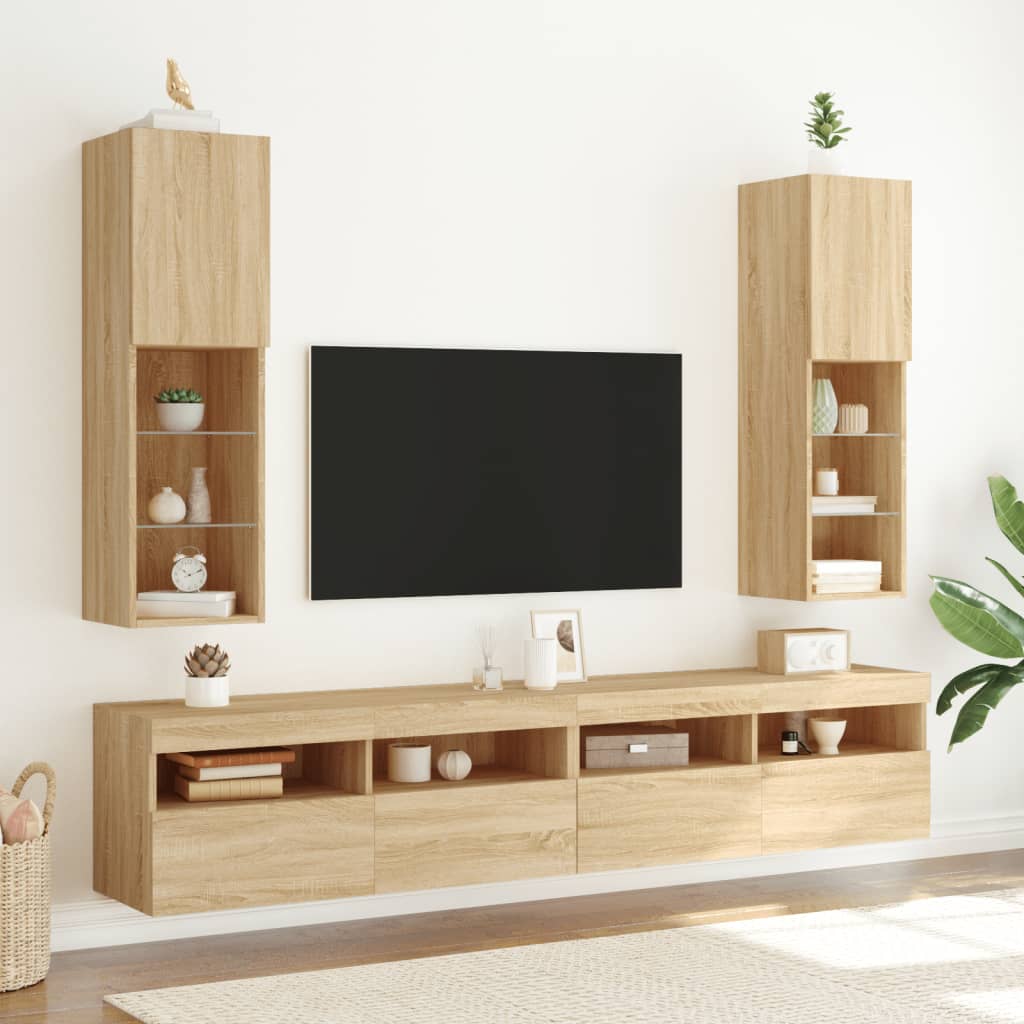 TV ormarić s LED svjetlima boja hrasta sonome 30,5x30x102 cm