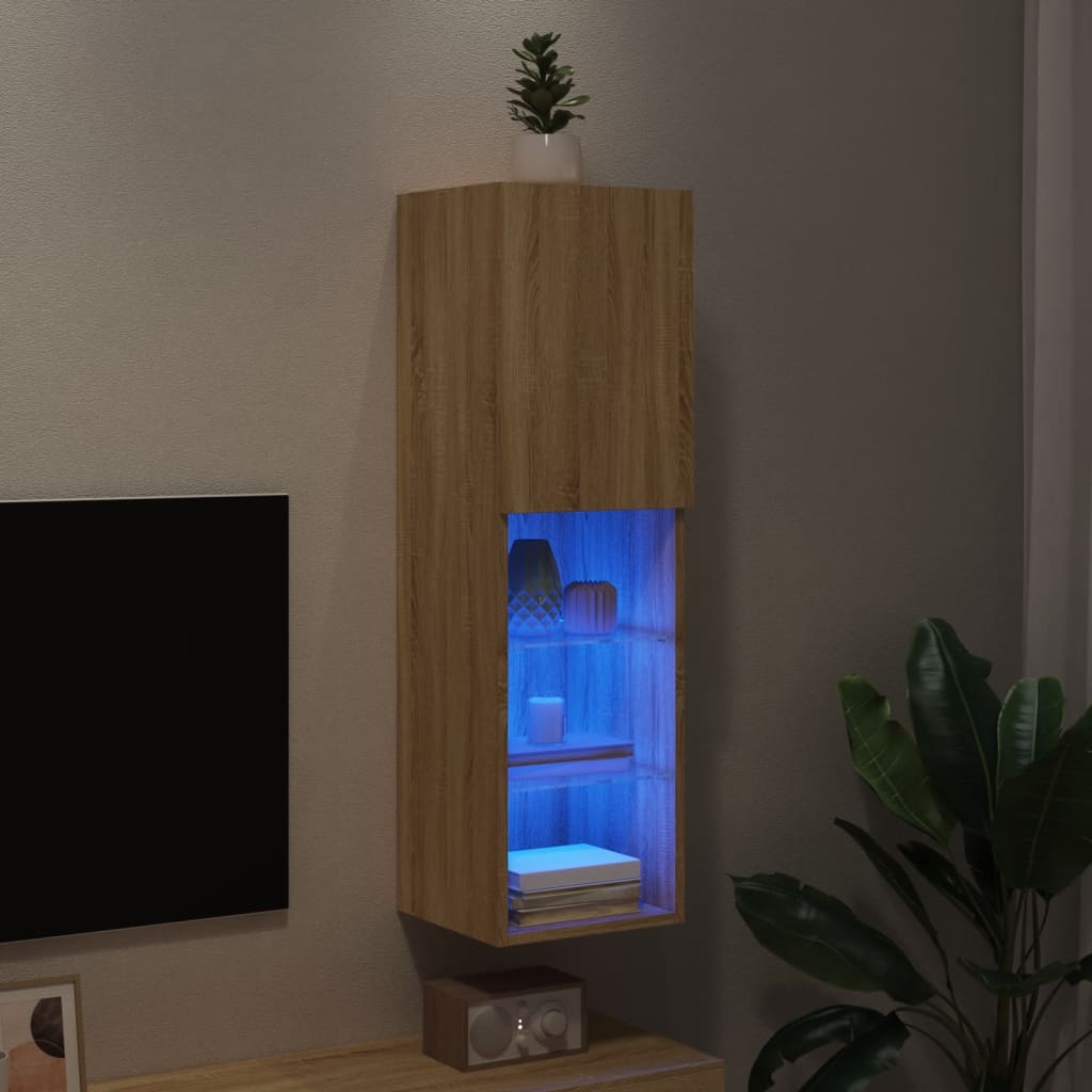 TV ormarić s LED svjetlima boja hrasta sonome 30,5x30x102 cm