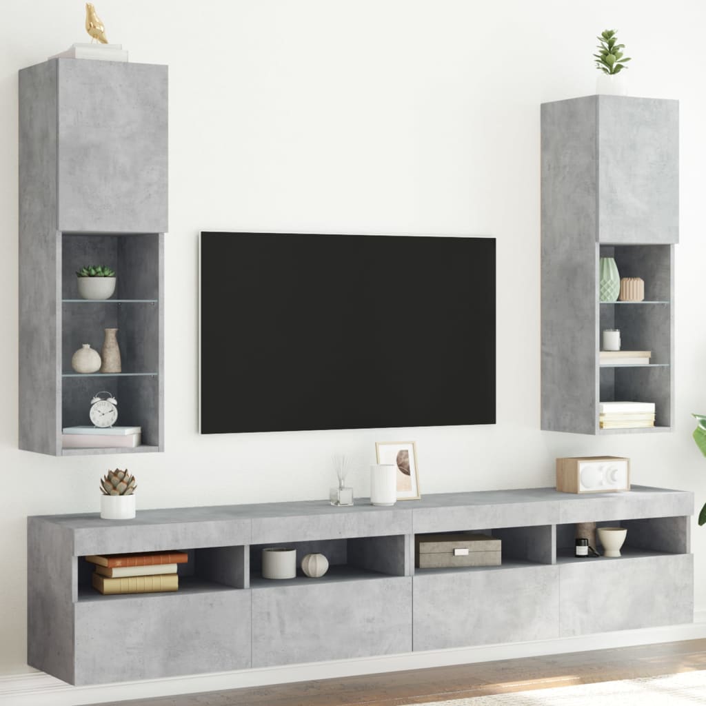 TV ormarići s LED svjetlima 2 kom boja betona 30,5x30x102 cm