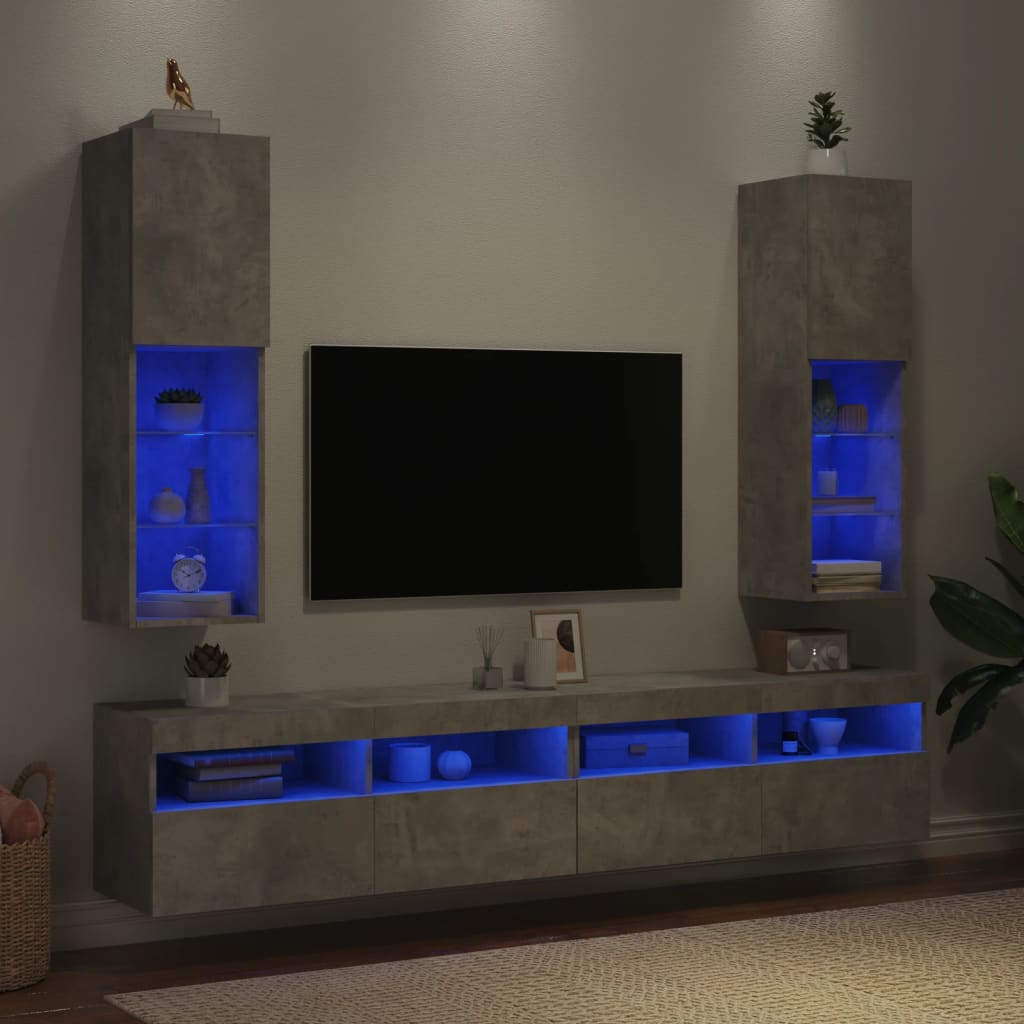 TV ormarići s LED svjetlima 2 kom boja betona 30,5x30x102 cm