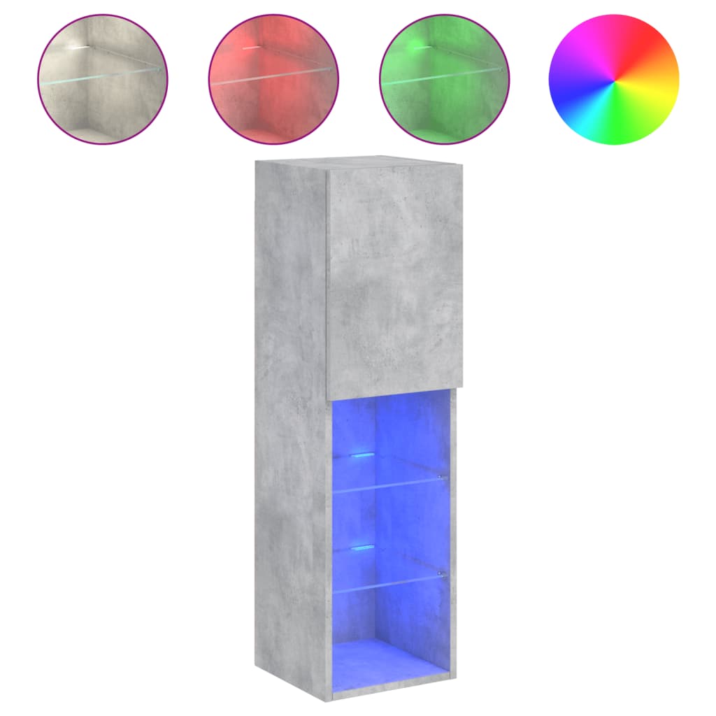 TV ormarići s LED svjetlima 2 kom boja betona 30,5x30x102 cm