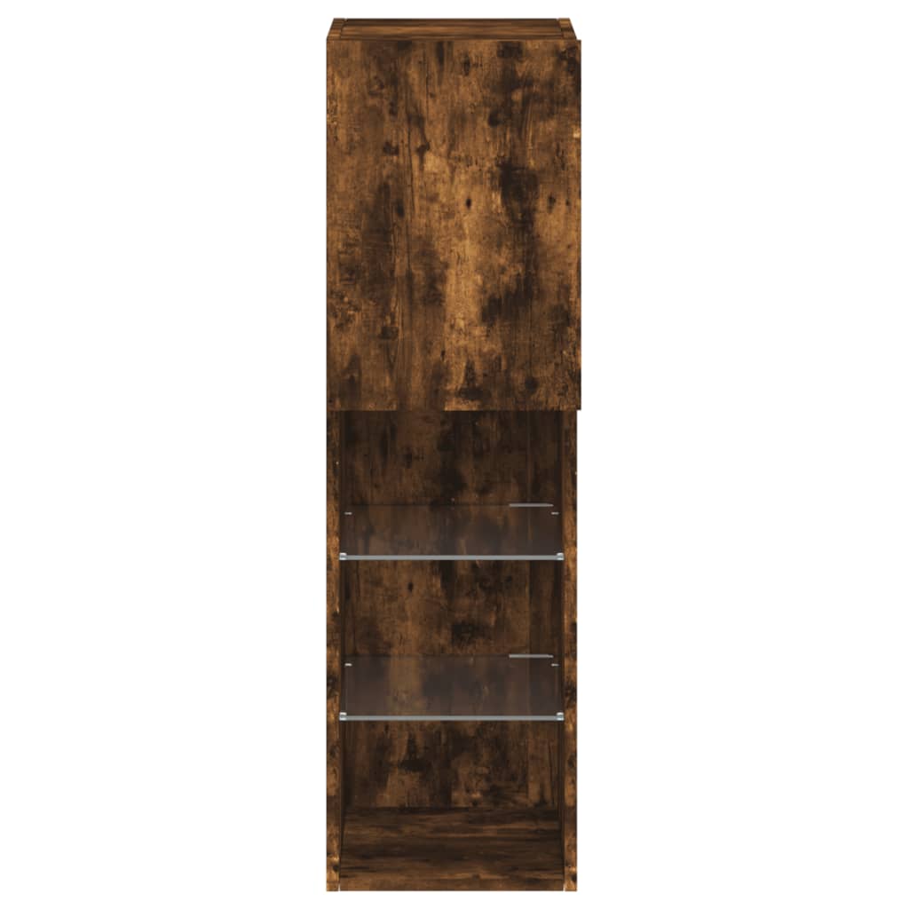 TV ormarić s LED svjetlima boja dimljenog hrasta 30,5x30x102 cm