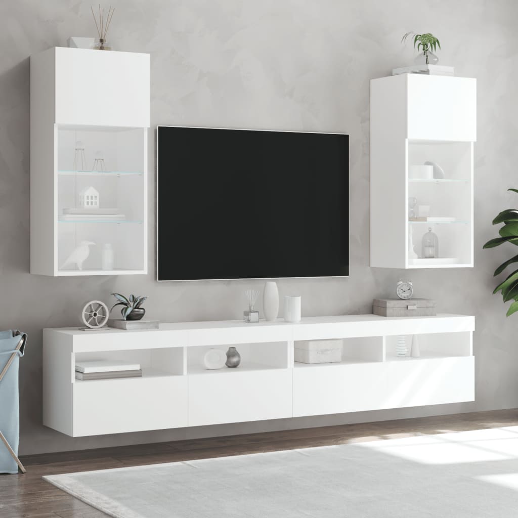 TV ormarići s LED svjetlima 2 kom bijeli 40,5x30x90 cm
