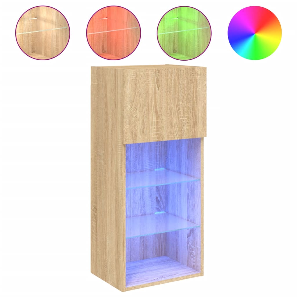 TV ormarić s LED svjetlima boja hrasta sonome 40,5x30x90 cm