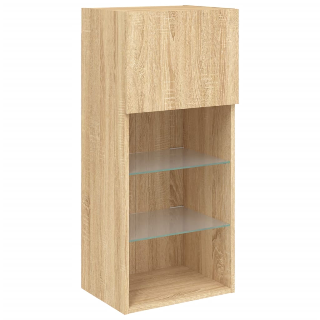 TV ormarići s LED svjetlima 2 kom boja hrasta 40,5 x 30 x 90 cm
