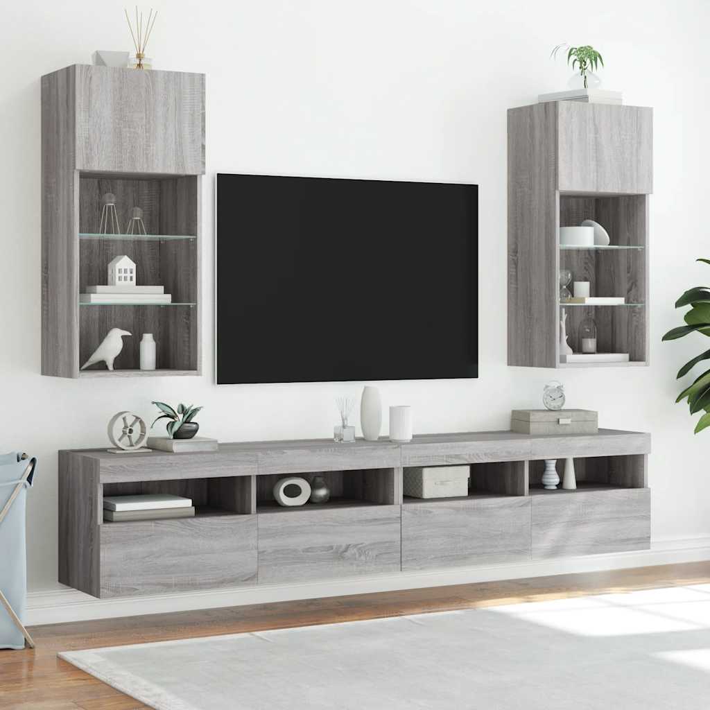 TV ormarić s LED svjetlima boja hrasta 40,5x30x90 cm
