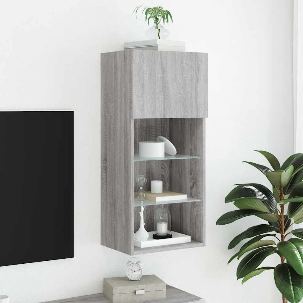 TV ormarić s LED svjetlima boja hrasta 40,5x30x90 cm