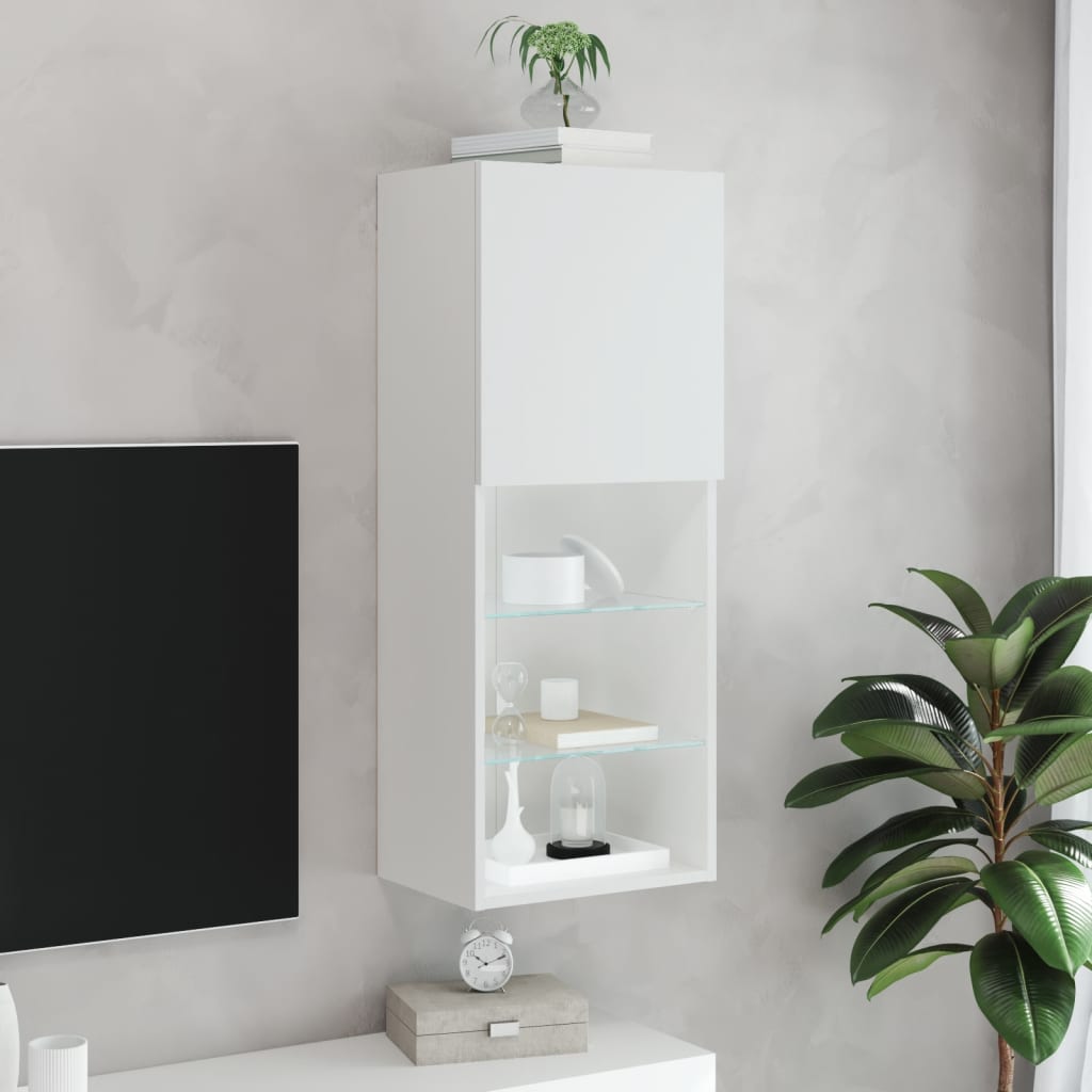 TV ormarić s LED svjetlima bijeli 40,5x30x102 cm
