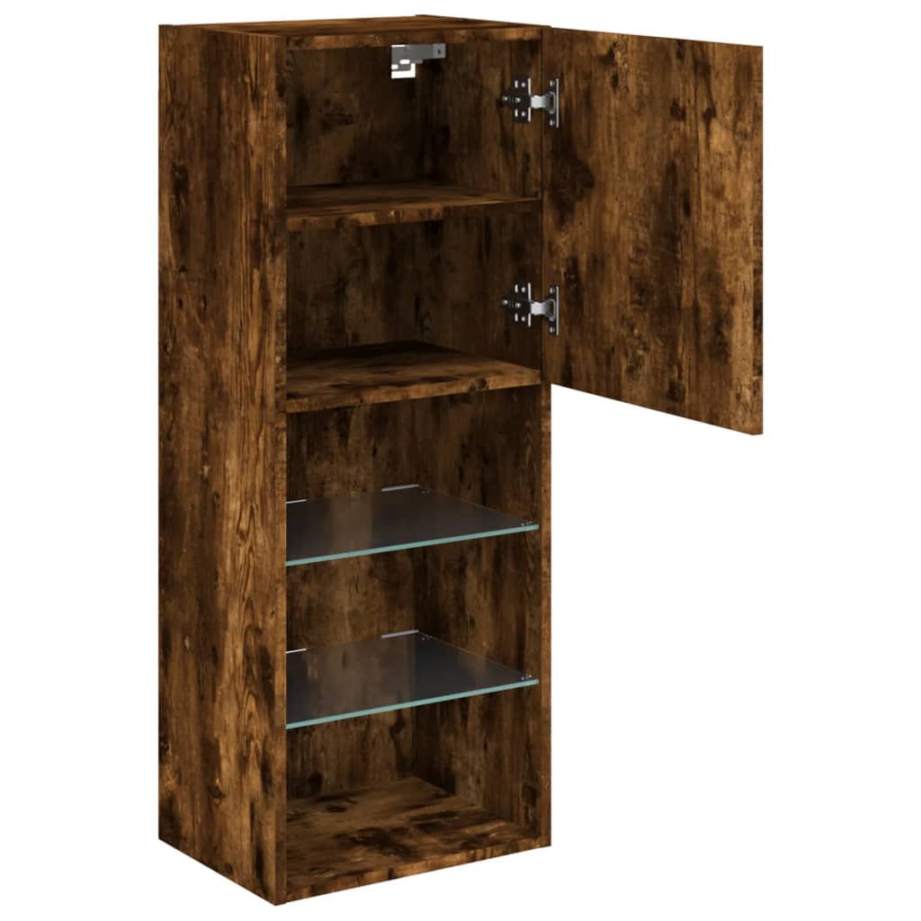 TV ormarić s LED svjetlima boja dimljenog hrasta 40,5x30x102 cm