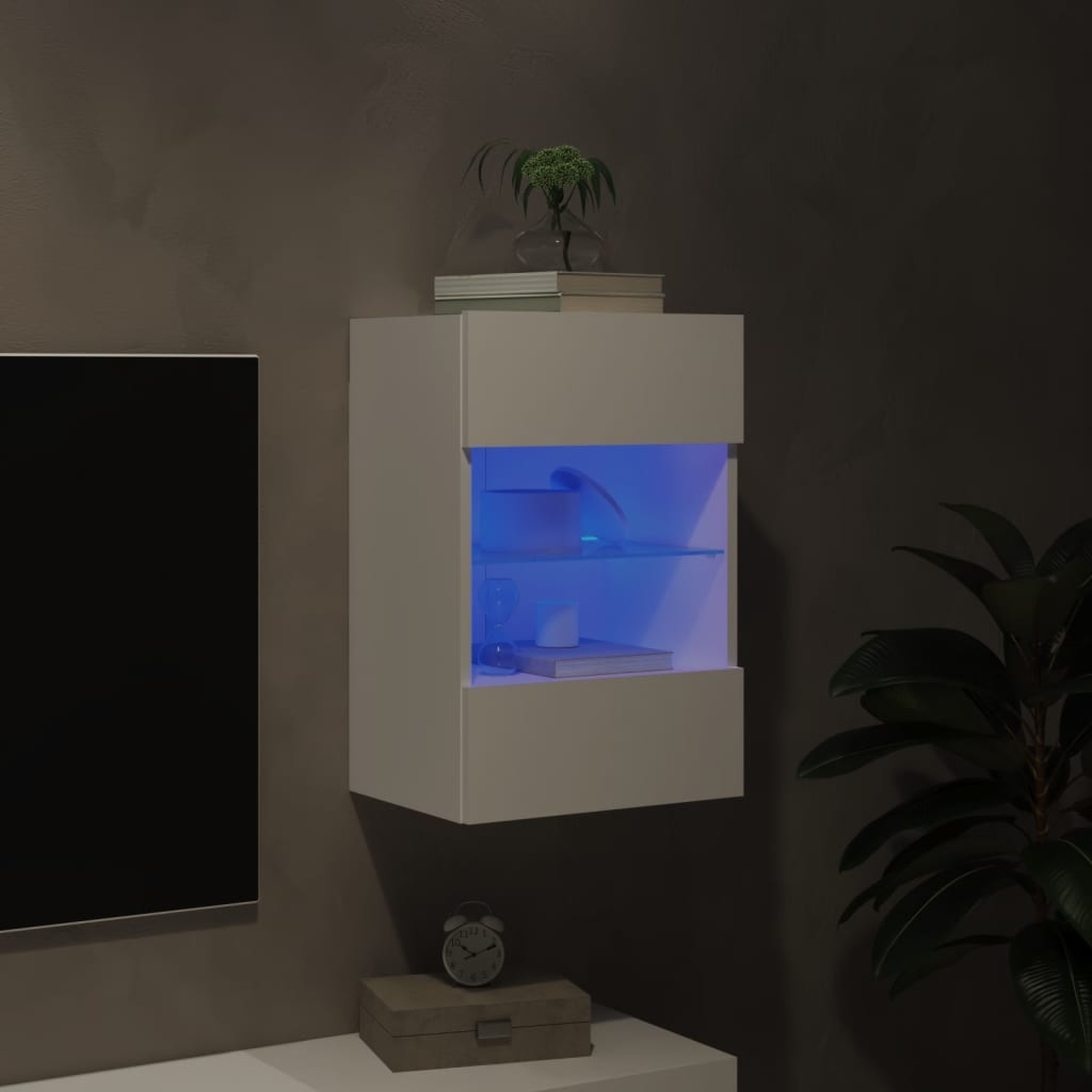 Zidni TV ormarić s LED svjetlima bijeli 40 x 30 x 60,5 cm