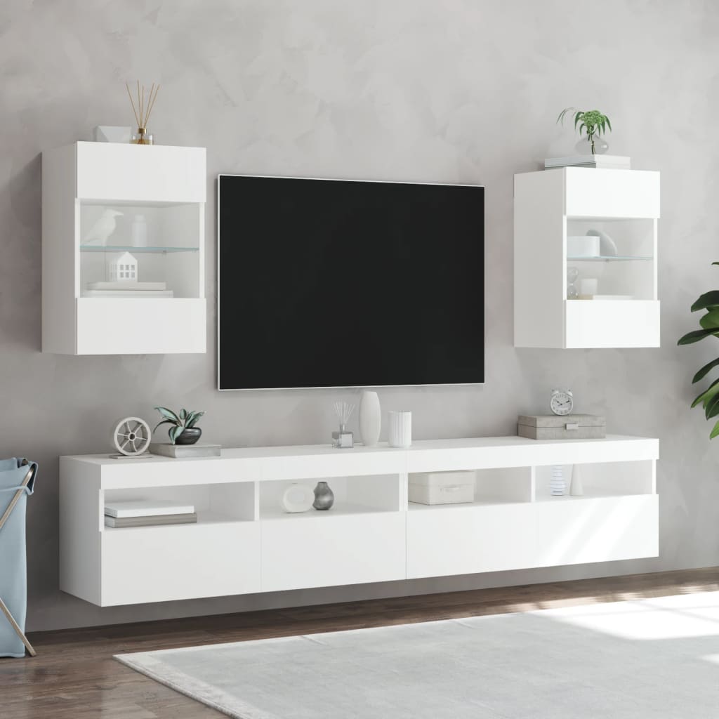 Zidni TV ormarić s LED svjetlima bijeli 40 x 30 x 60,5 cm