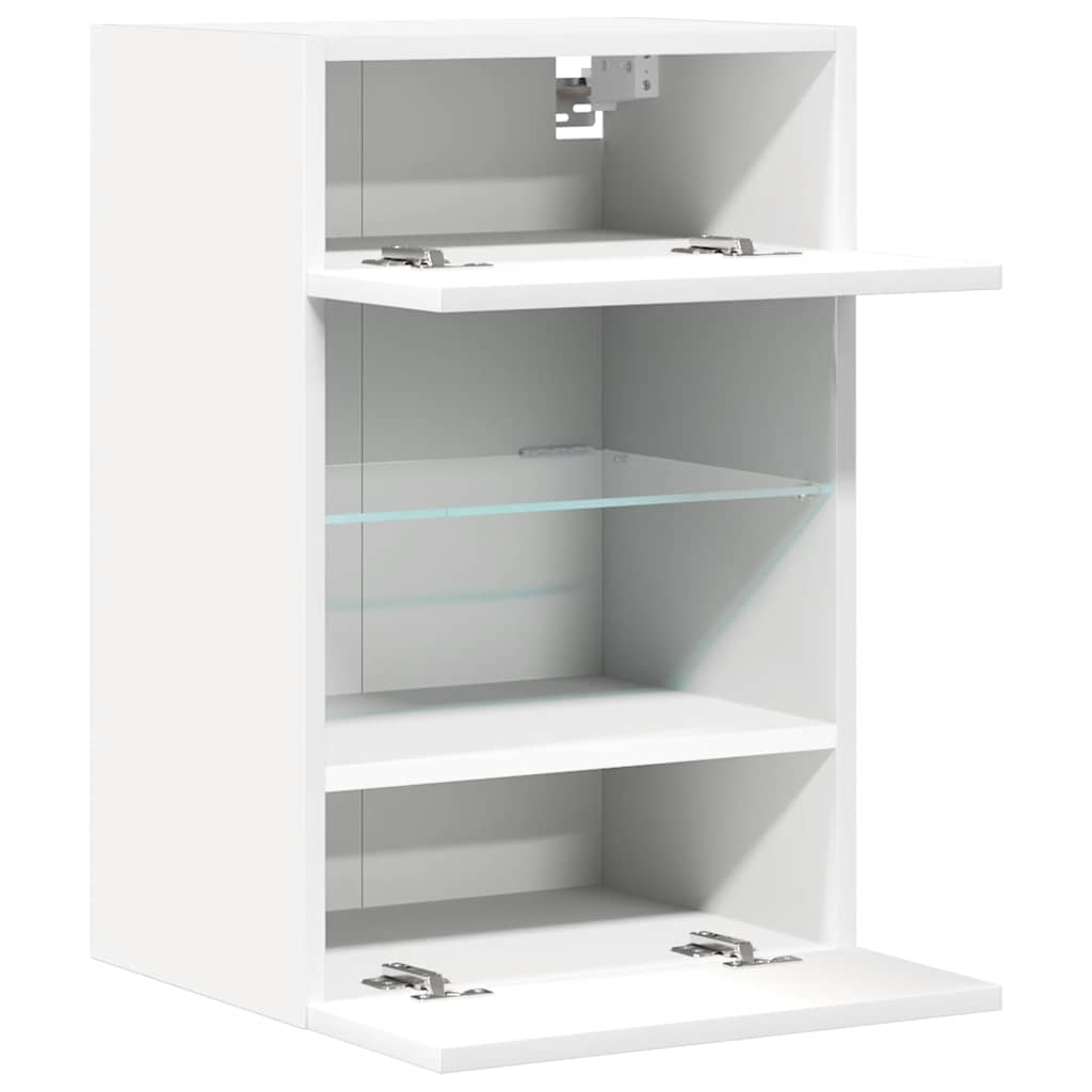 Zidni ormarići s LED svjetlima za TV 2 kom bijeli 40x30x60,5 cm