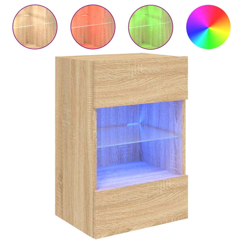 Zidni TV ormarić s LED svjetlima boja hrasta 40x30x60,5 cm