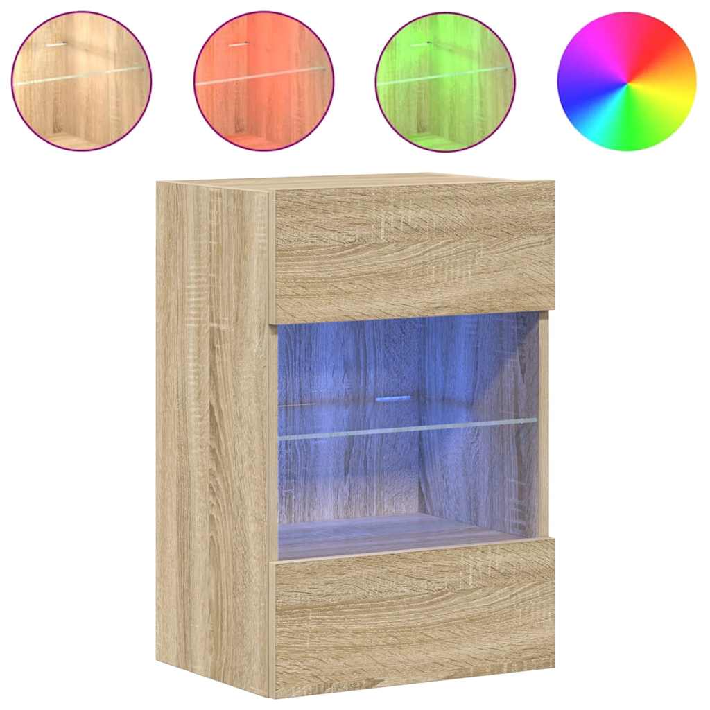 Zidni ormarići s LED svjetlima za TV 2 kom boja hrasta 40 x 30 x 60,5 cm