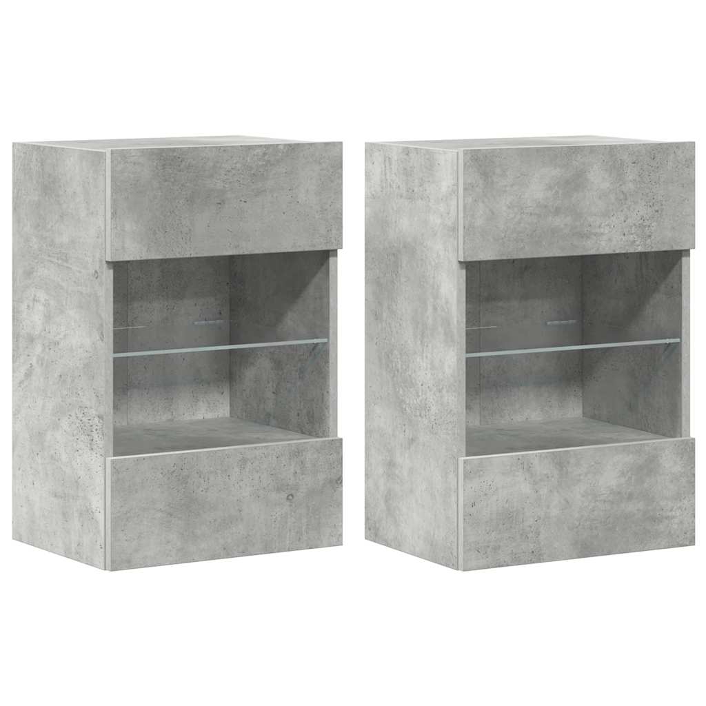 Zidni ormarići s LED svjetlima za TV 2 kom boja betona 40x30x60,5 cm