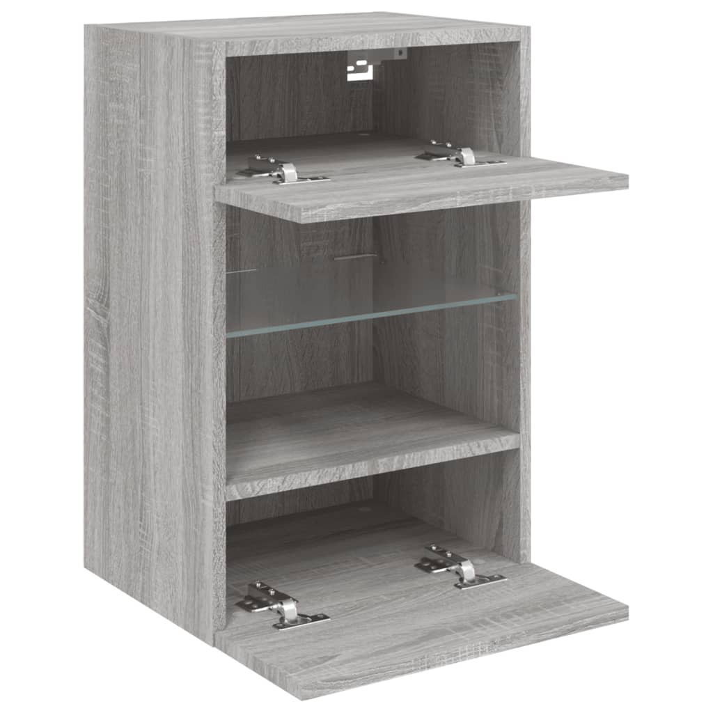 Zidni TV ormarić s LED svjetlima siva boja hrasta 40x30x60,5 cm