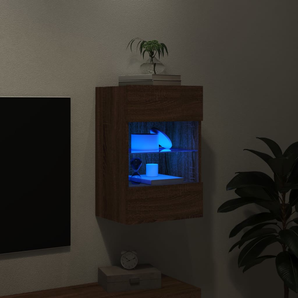 Zidni TV ormarić s LED svjetlima boja hrasta 40x30x60,5 cm