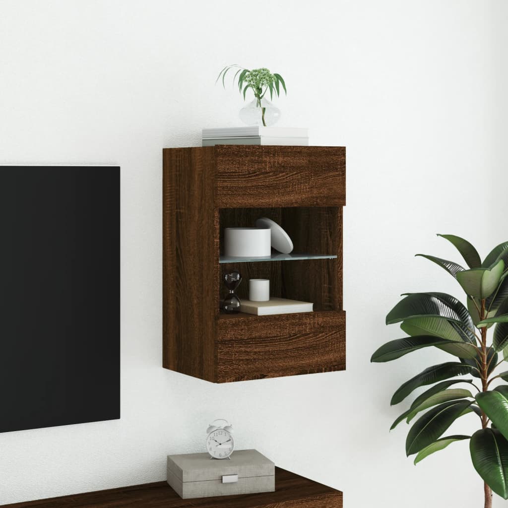 Zidni TV ormarić s LED svjetlima boja hrasta 40x30x60,5 cm