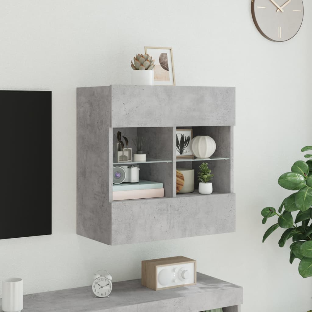 TV ormarić s LED svjetlima siva boja betona 58,5x30x60,5 cm