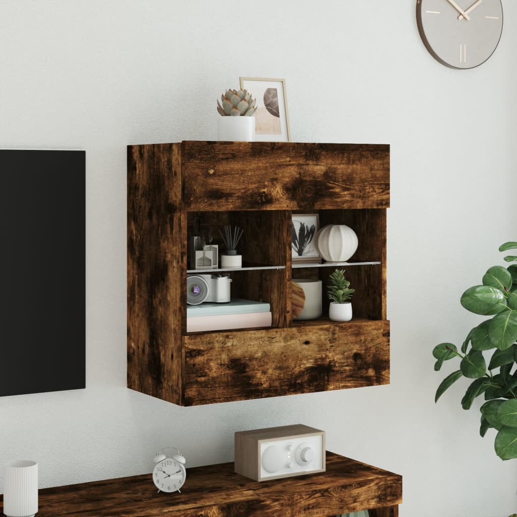 Zidni TV ormarić s LED svjetlima boja hrasta 58,5x30x60,5 cm