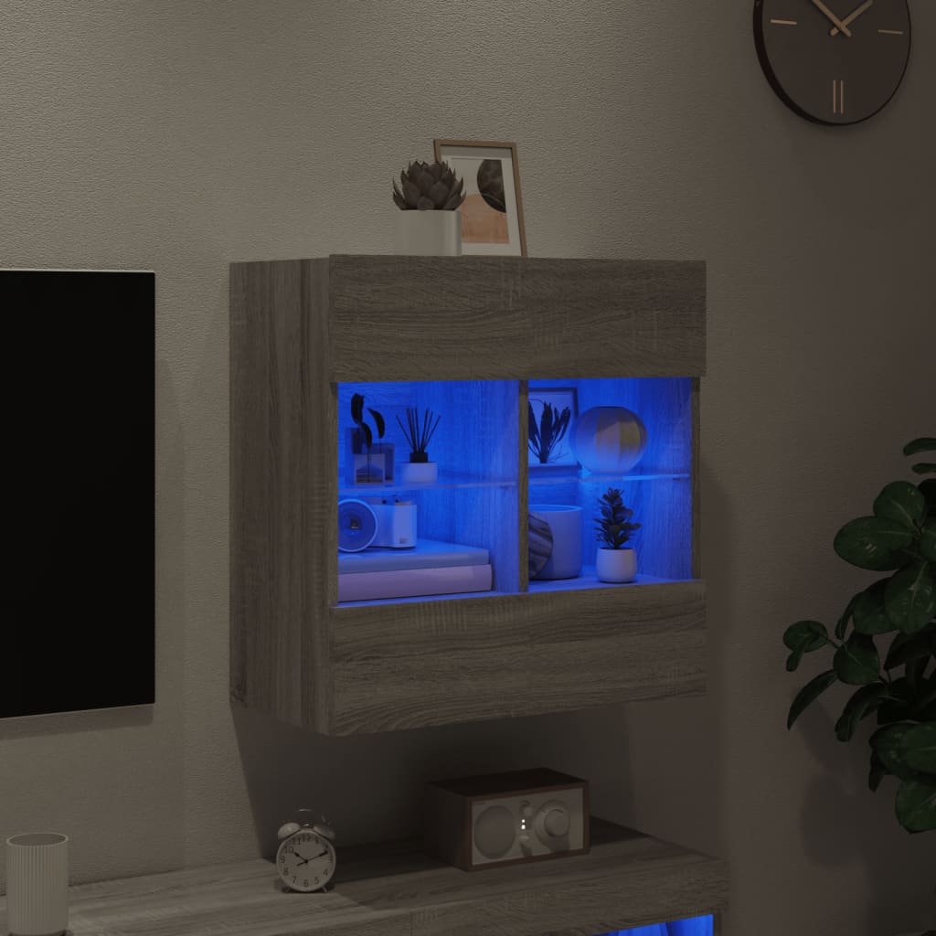 Zidni TV ormarić s LED svjetlima boja hrasta 58,5x30x60,5 cm