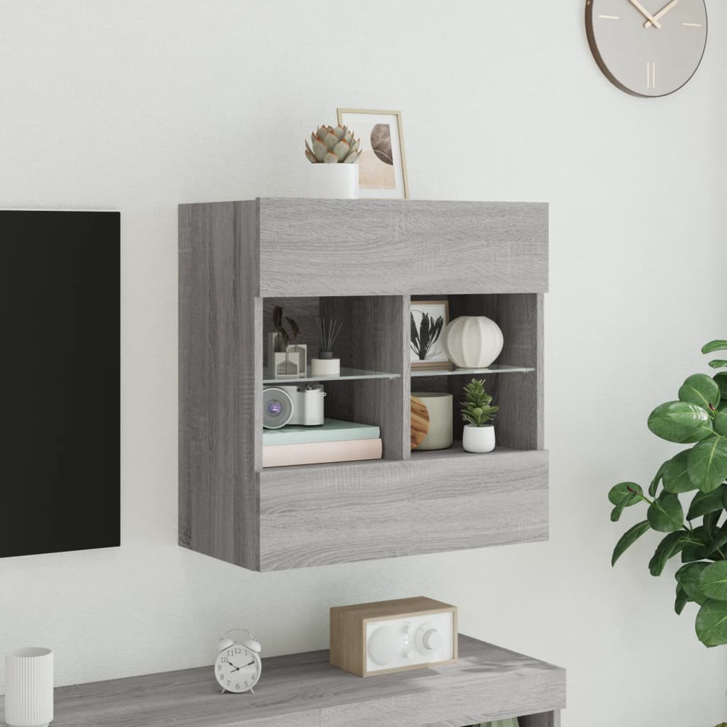 Zidni TV ormarić s LED svjetlima boja hrasta 58,5x30x60,5 cm