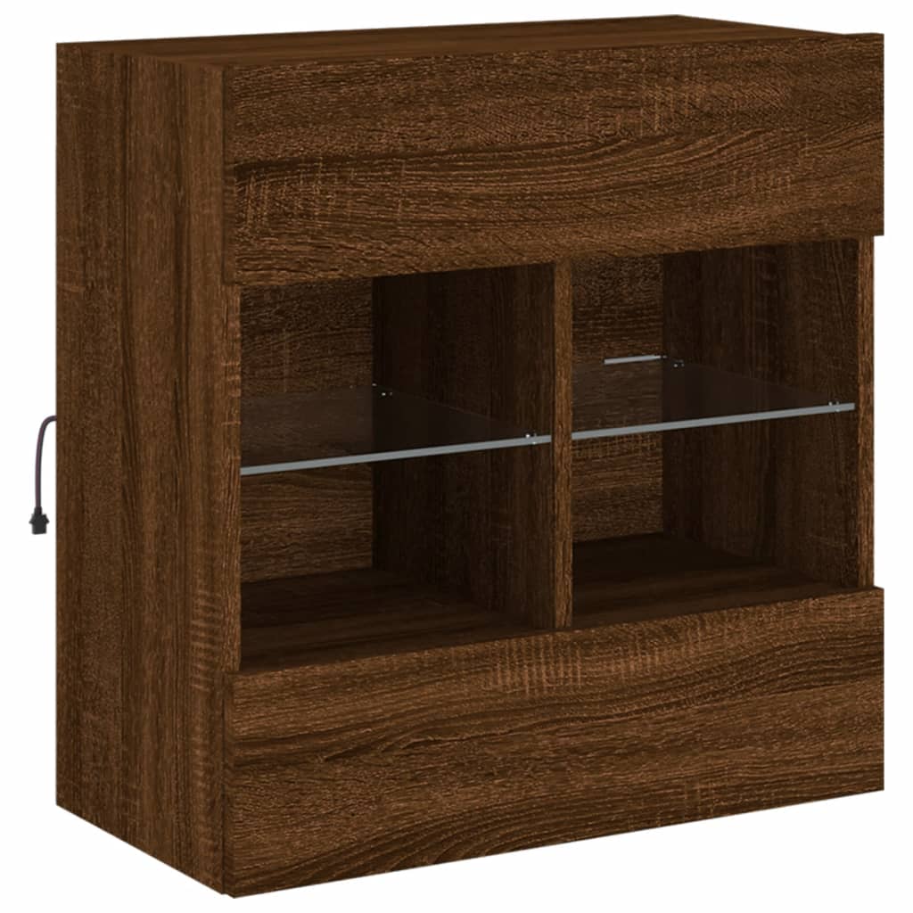 Zidni TV ormarić s LED svjetlima boja hrasta 58,5x30x60,5 cm
