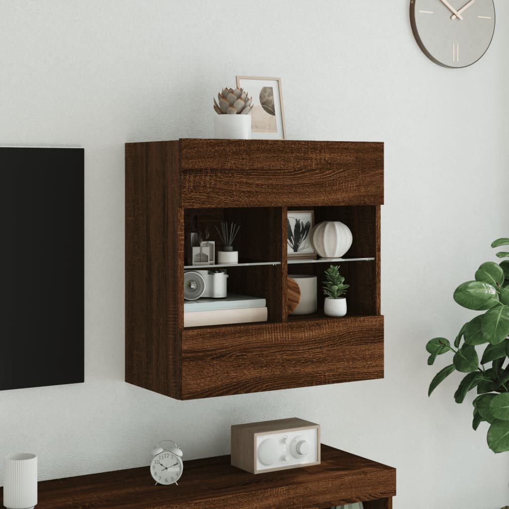 Zidni TV ormarić s LED svjetlima boja hrasta 58,5x30x60,5 cm