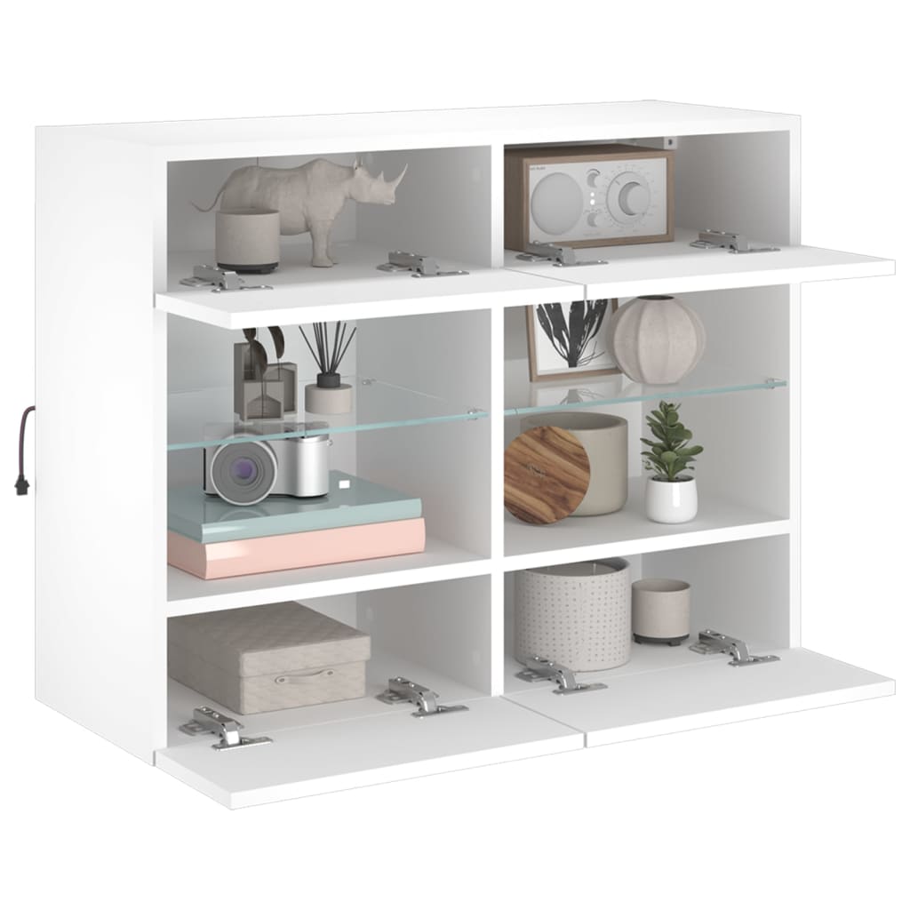 Zidni TV ormarić s LED svjetlima bijeli 78,5x30x60,5 cm