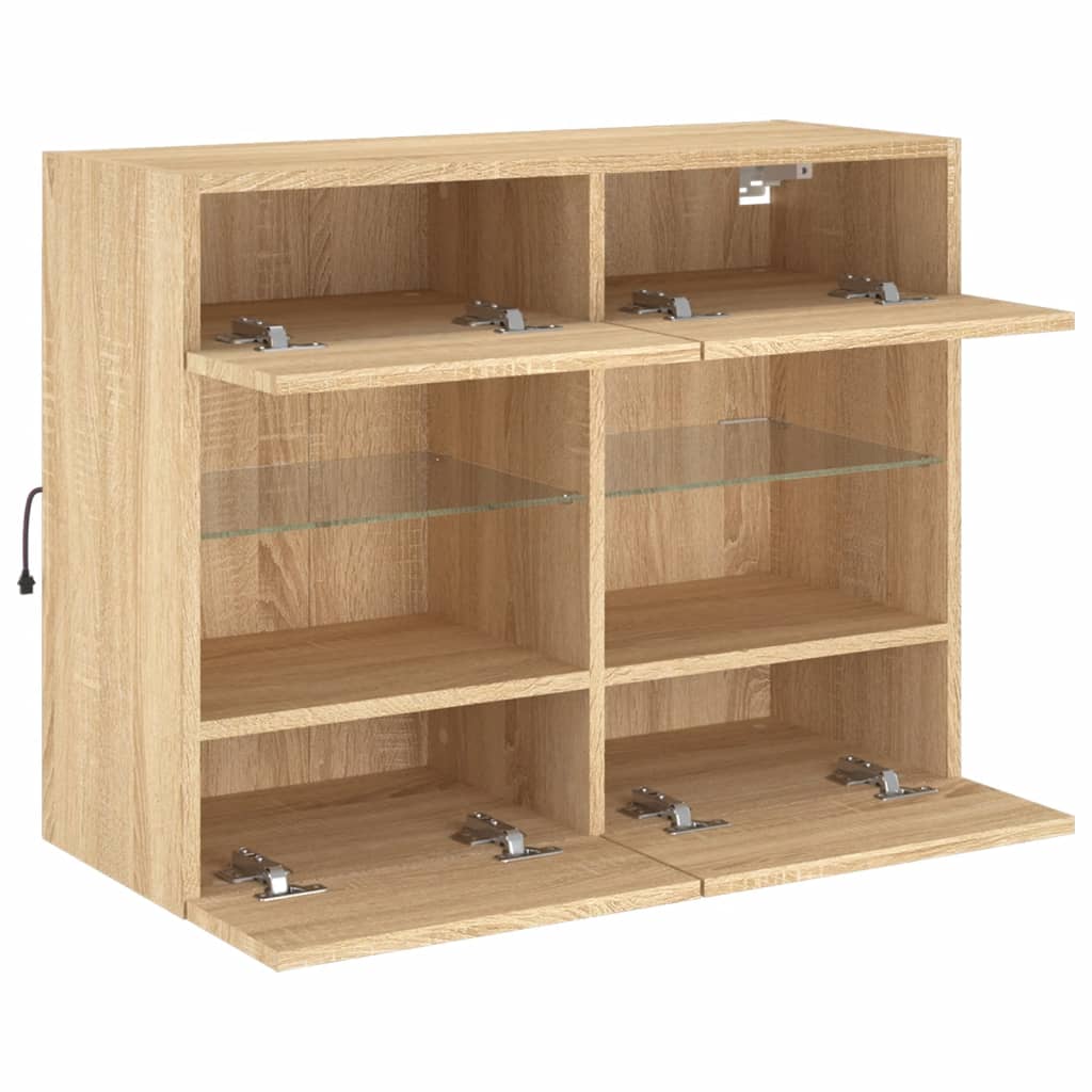 Zidni TV ormarić s LED svjetlima boja hrasta 78,5x30x60,5 cm