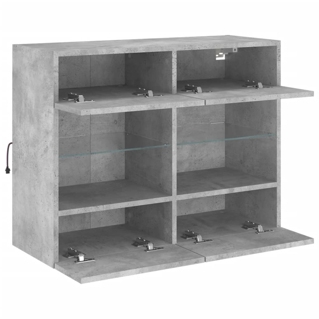 TV ormarić s LED svjetlima siva boja betona 78,5x30x60,5 cm