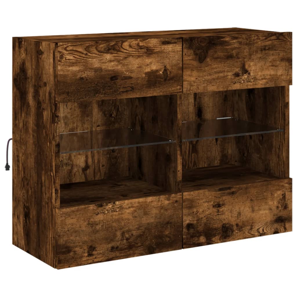 Zidni TV ormarić s LED svjetlima boja hrasta 78,5x30x60,5 cm