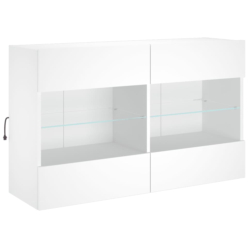 Zidni TV ormarić s LED svjetlima bijeli 98,5x30x60,5 cm